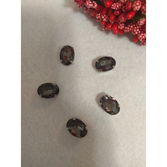 Стразы пришивные 14 мм "Овал" , графитовый, цена за 1 шт